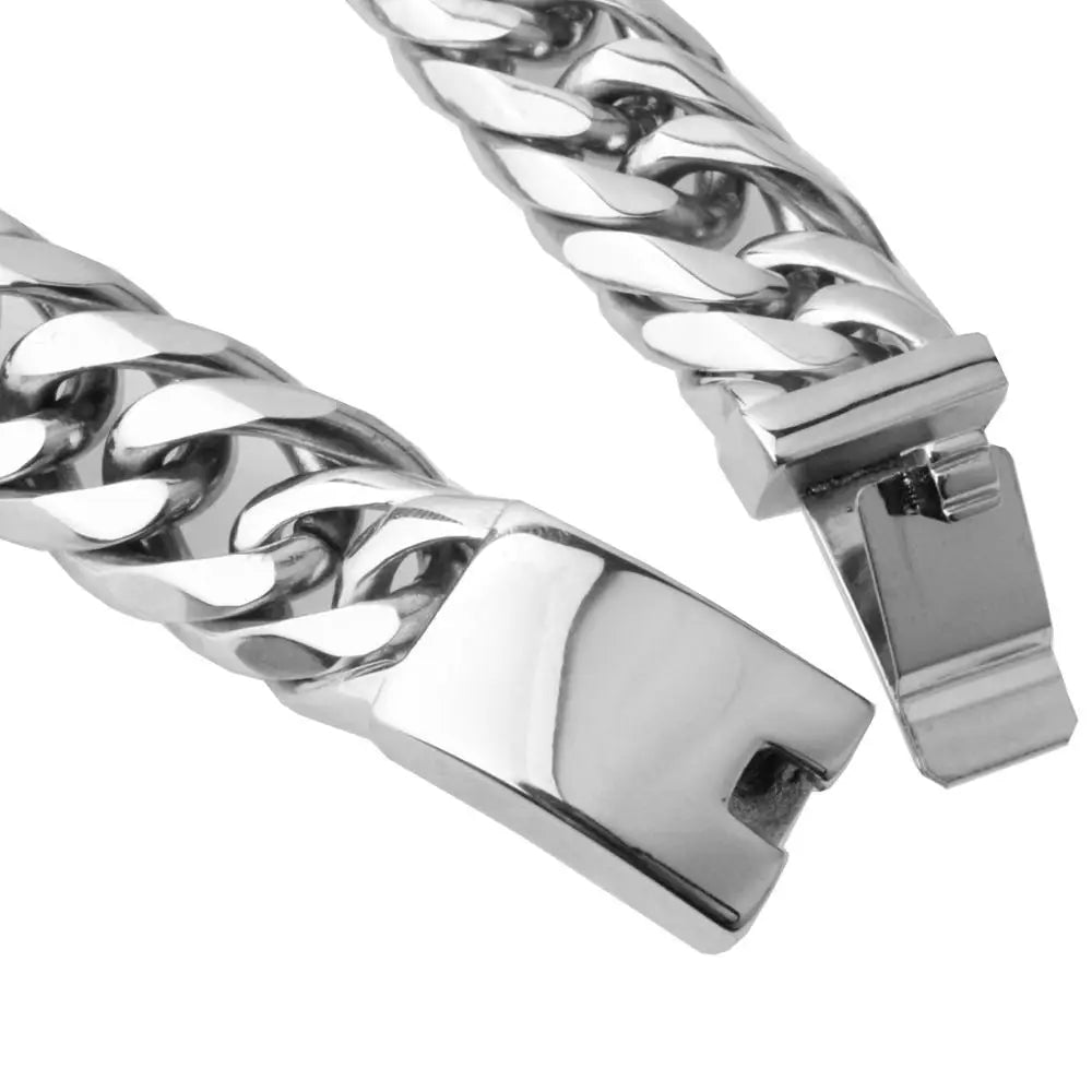 Granny Chic 16mm Heavy Men's Bracelet Curb Cuban Link Silver/Gold Color 316L Stainless Steel Wristband Male Jewelry