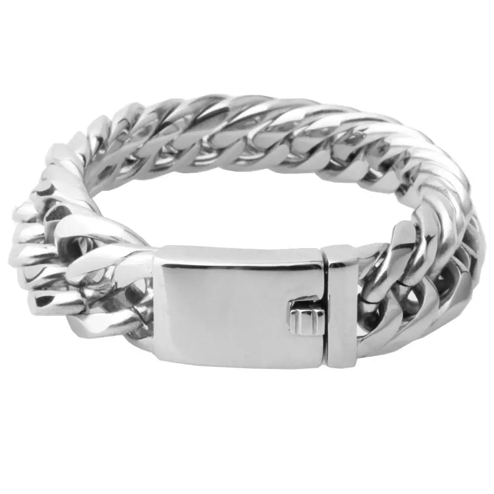 Granny Chic 16mm Heavy Men's Bracelet Curb Cuban Link Silver/Gold Color 316L Stainless Steel Wristband Male Jewelry