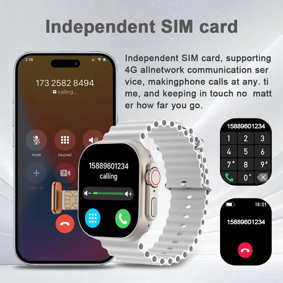 New 4G Network SIM Card Smart Watch 2.45-inch Dual Camera GPS Wifi NFC Rugged Google Map Sport Waterproof Men Women Smartwatch