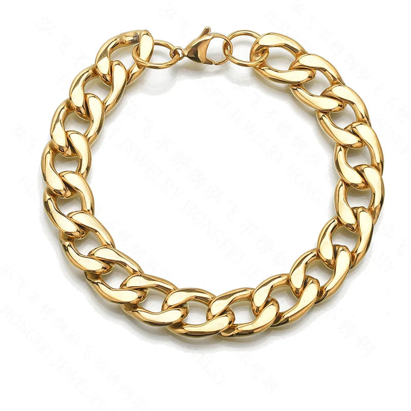 New 316L Stainless Steel Figaro Cuban Link Chain Bracelet for Men Women Viking Kpop Charms Jewelry