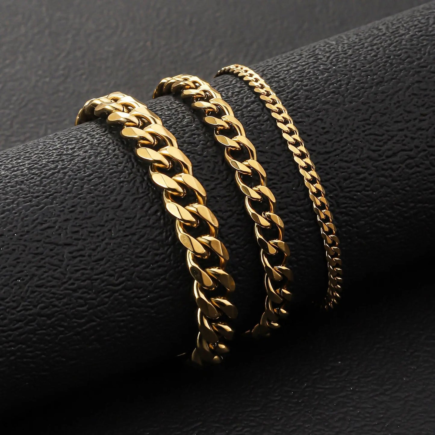 HNSP 316L Stainless Steel Cuban Link Chain Necklace For Men Women 3MM-12MM Neck Accessory Jewelry
