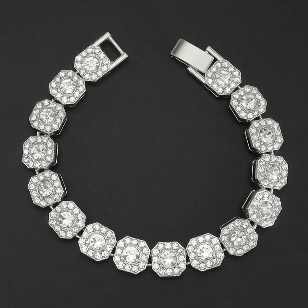 HNSP 13MM Wide Ice Chain Bracelet For Men Women Hip Hop Hand Chain Jewelry Accessories