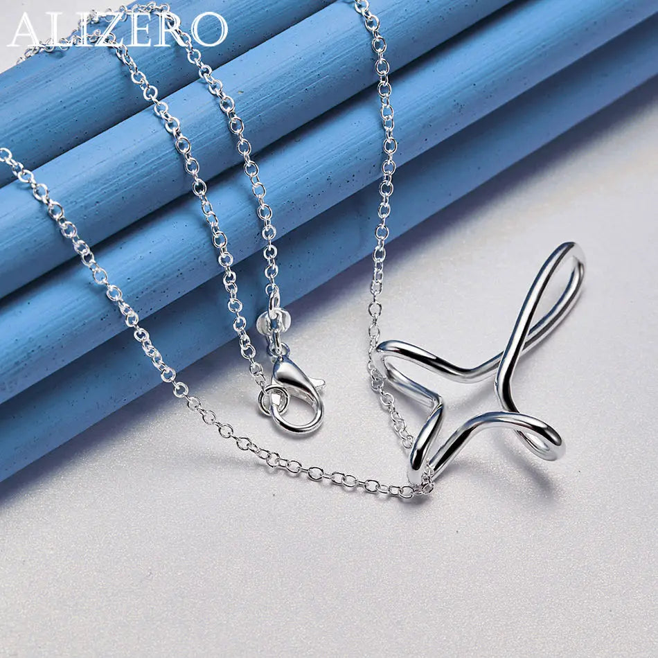 ALIZERO 925 Sterling Silver Necklace 16-30 inch Chain Twisted Cross Pendant Necklaces For Women Men Fashion Party Jewelry Gifts
