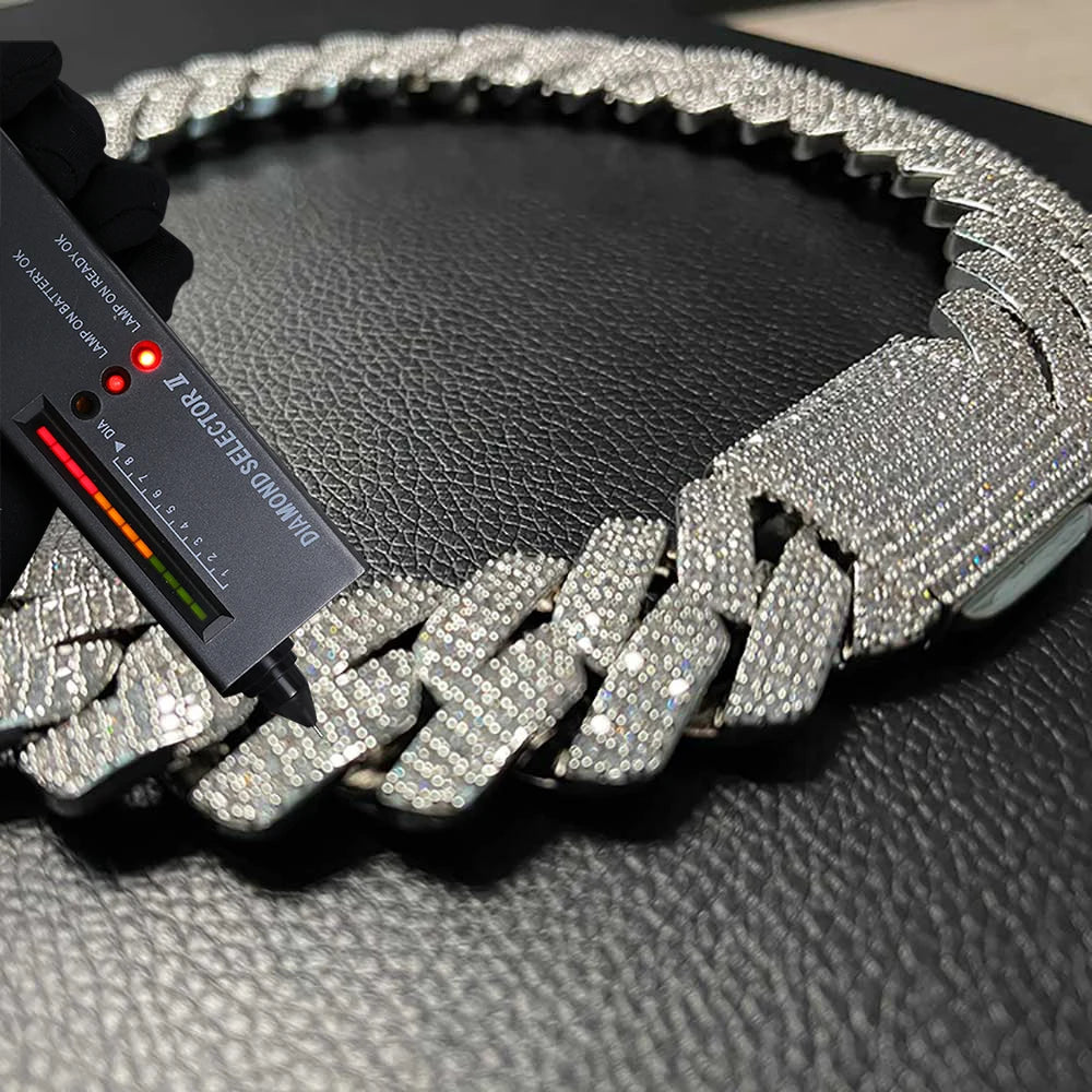 Hip Hop Jewelry Custom 25/20MM 925 Sterling Silver Pass Test Moissanite Cuban Link Chain Thick Miami VVS Cuban Necklace For Men