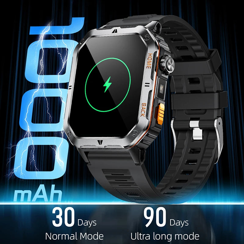 2025 New 1000mAh Big Battery Smart Watch Men LED Flashlight Bluetooth Call Waterproof Watches Sports Smartwatch For Android ios