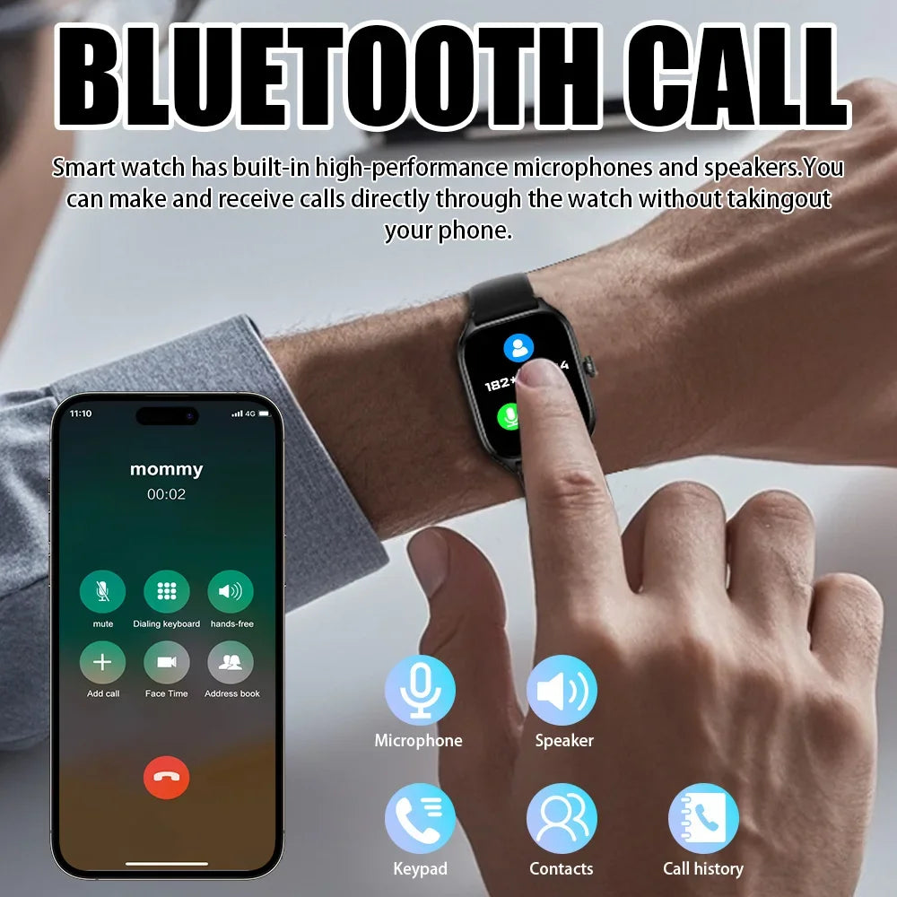 2025 New Men's Smart Watch Women's Gift 2.01 Inch HD Full Touch Screen Sports & Fitness Watch Bluetooth Call Smartwatch Android