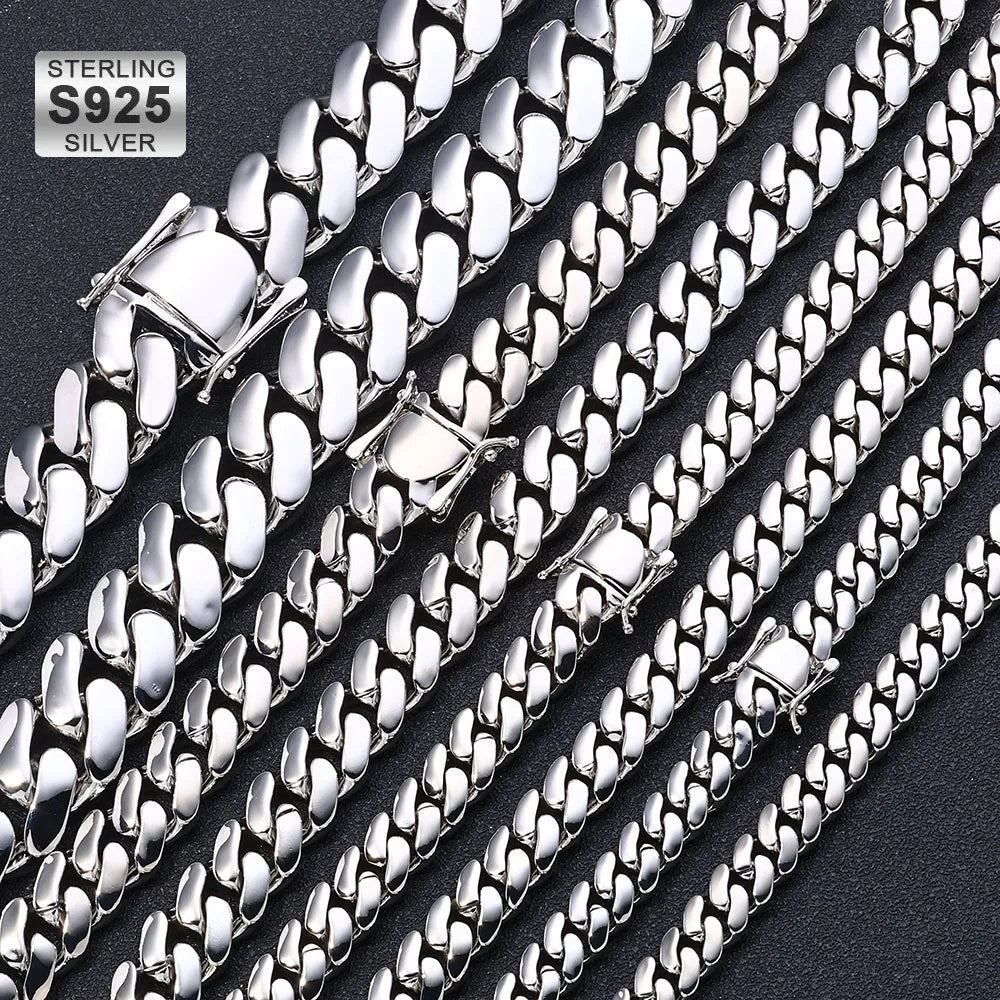 ICEBLING Custom 925 Sterling Silver Smooth Cuban Chain 10/12/15mm Width 18k Gold Plated Necklace Hip Hop Fine Jewelry
