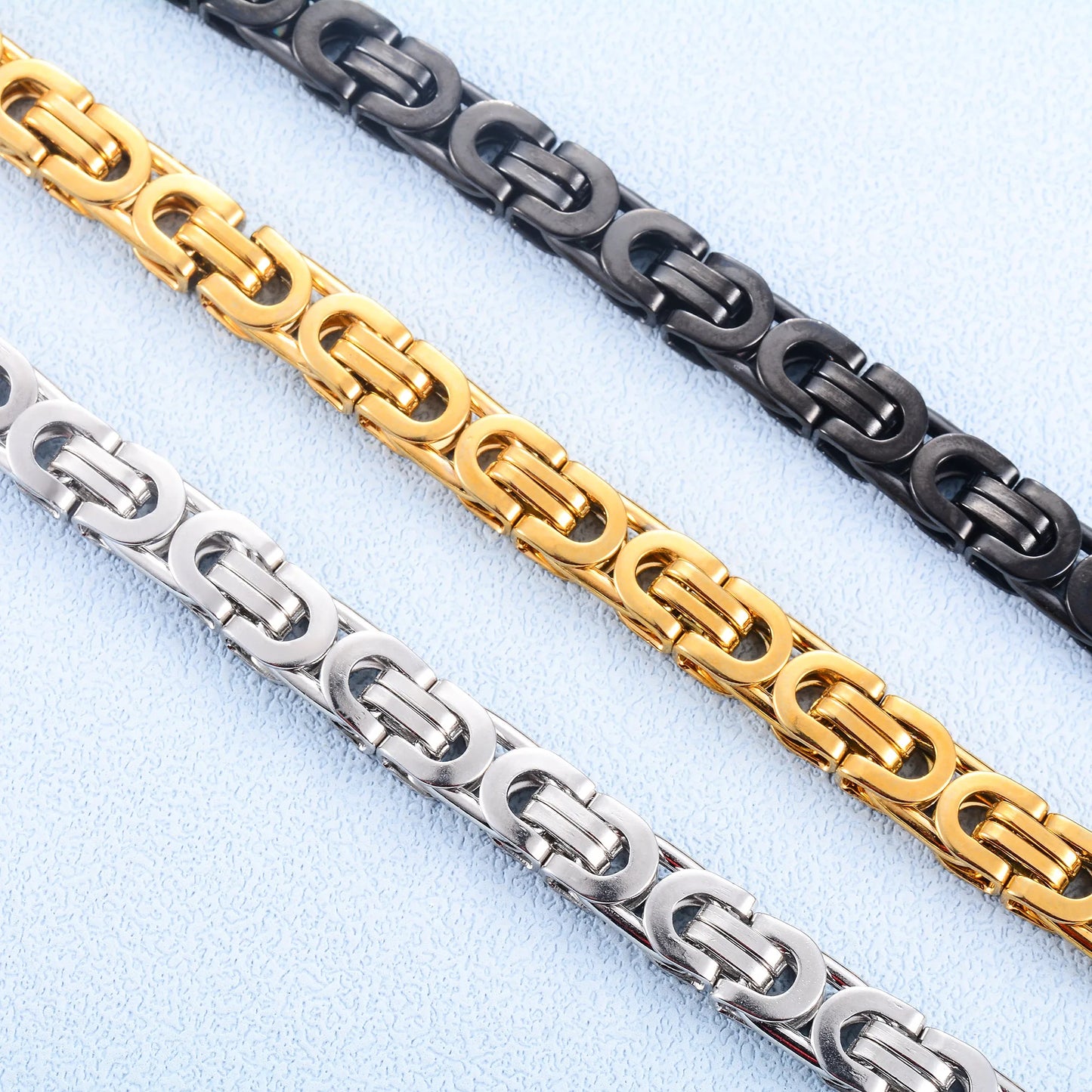 8.5mm Chunky Stainless Steel Byzantine Chain Box Bracelet for Men Heavy Hand Chain Hip Hop Rock Punk Boy Wristband Metal Jewelry
