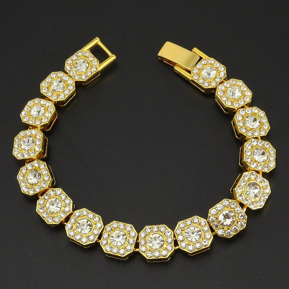 HNSP 13MM Wide Ice Chain Bracelet For Men Women Hip Hop Hand Chain Jewelry Accessories