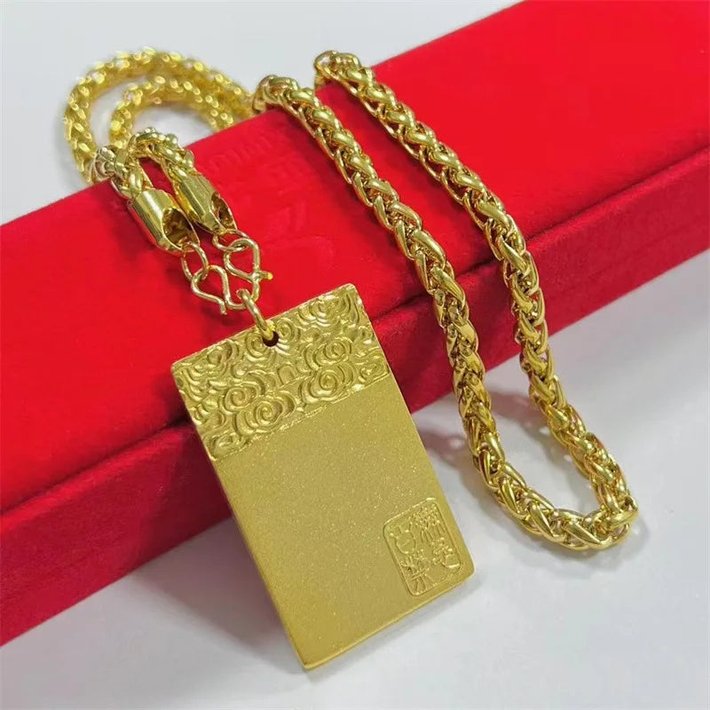 Luxury and fashionable 24K real gold inheritance Wuwu brand with horse whip necklace au9999 gold personalized trendy necklace