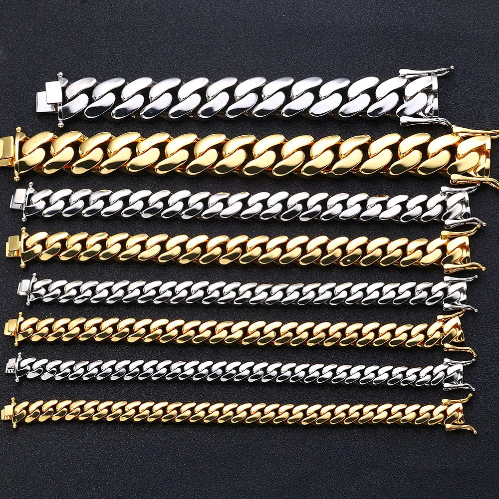 ESKEEM Wholesale 10/12/15/22mm 14K/18K Gold Plated Heavy Miami Cuban Link Chain Necklace for Men Hip Hop Jewelry Cuban Chains