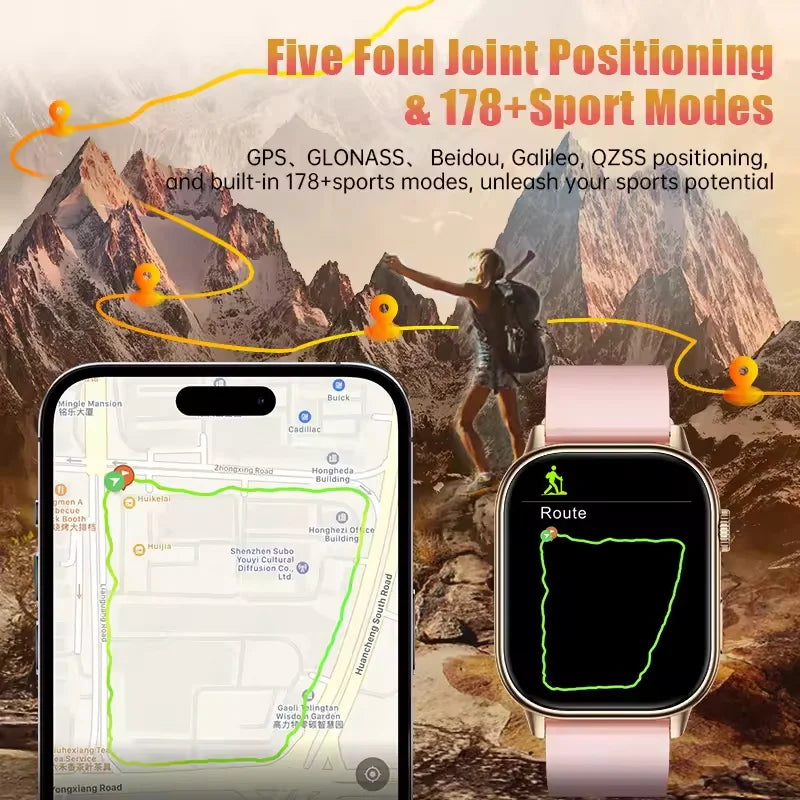 2025 NEW Fashion Built-in 6 Stars GPS Position Smart Watch Women 2.01'' AMOLED HD Screen IP68 Waterproof Sport Bracelets Ladie