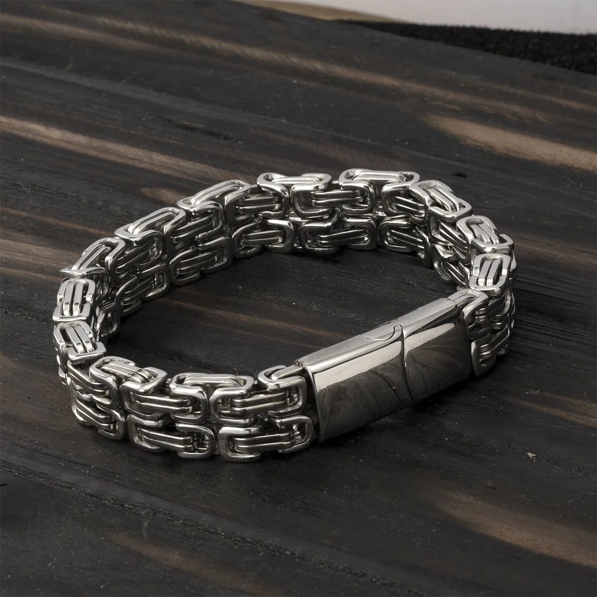 Width 10MM 316L Stainless Steel Double Row Emperor Chain Cuff Bracelet & Bangles For Men Fashion Hip Hop Party Christmas Gift