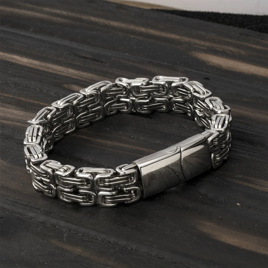 Width 10MM 316L Stainless Steel Double Row Emperor Chain Cuff Bracelet & Bangles For Men Fashion Hip Hop Party Christmas Gift