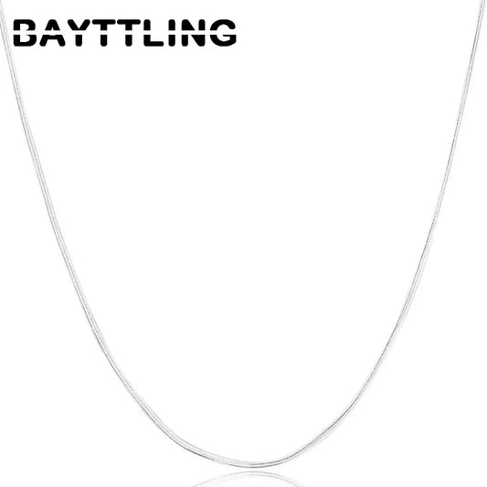 BAYTTLING 925 Sterling Silver 16/18/20/22/24/26/28/30 Inch 2MM Flat Snake Chain Necklace For Woman Man Fashion Gift Lady Jewelry