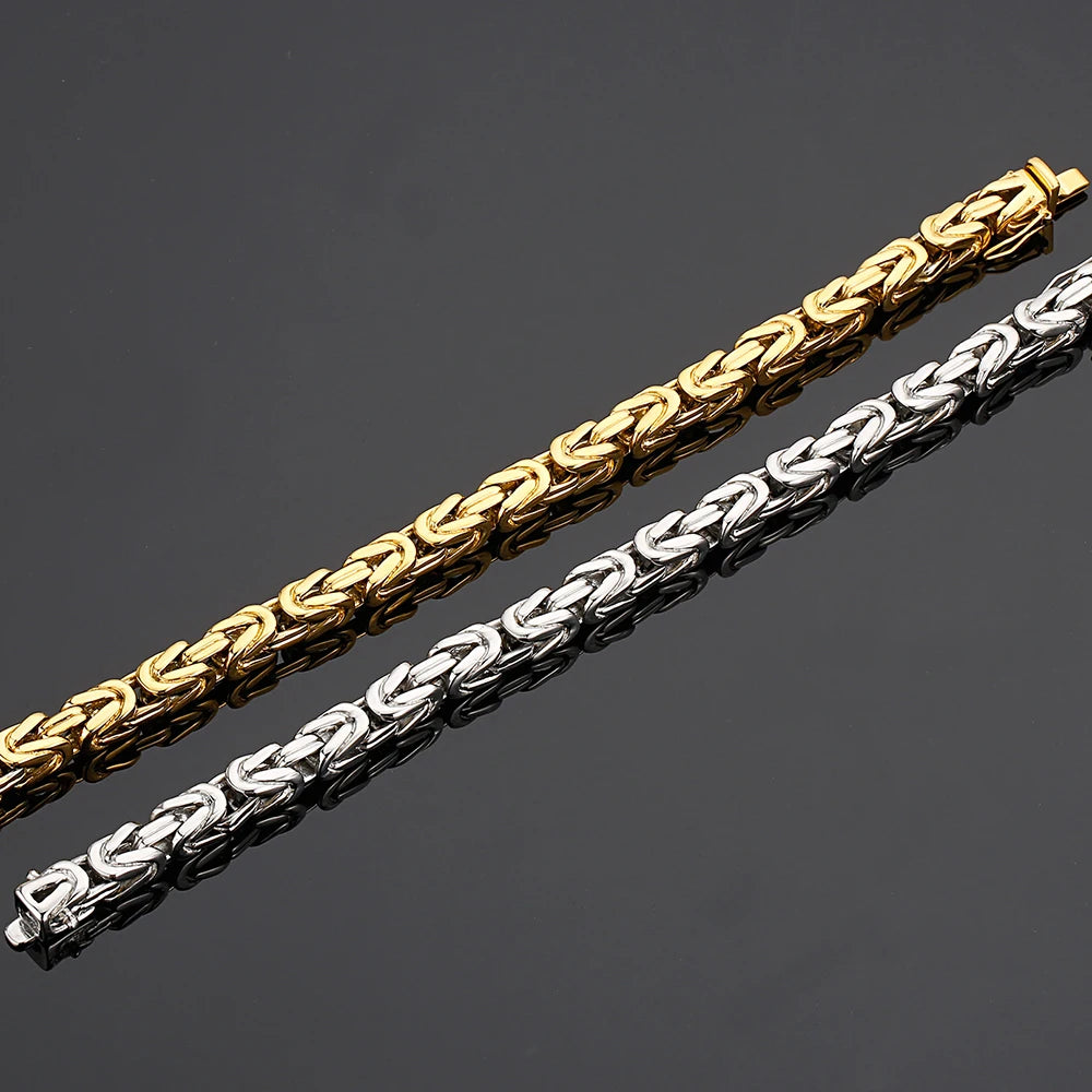 Hiphop Chain Bracelets For Men Never Fade Gold Color Stainless Steel Bracelet Manly Wrist 8.66" Classic Mens Jewellery Wholesale
