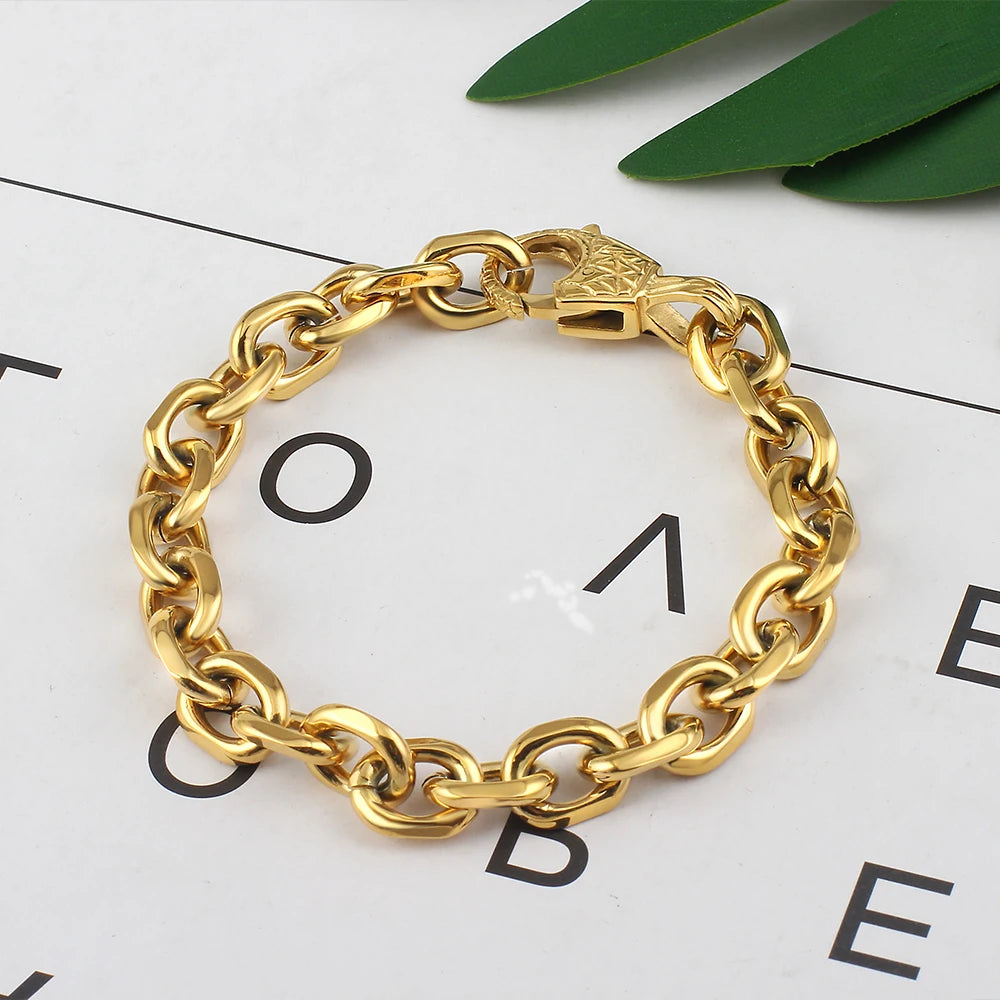 316L Stainless Steel Gold Color O-Chain Bracelat Bangles For Women Men Accesories Jewelry Waterproof Bracelets Factory Wholesale