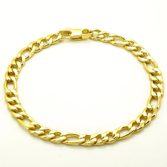 Plated 18K Gold Bracelet 6/8/12 mm Width Figaro Chain 8 Inch 100% Stainless Steel Bracelet for Masculine Men Women Free Shipping