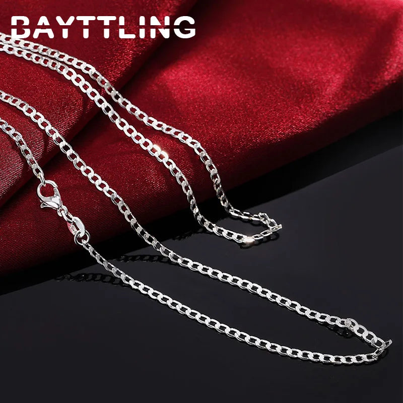 BAYTTLING 2MM 925 Sterling Silver 16/18/20/22/24/26/28/30 Inch Full Sideways Necklace For Woman Man Fashion Glamour Gift Jewelry