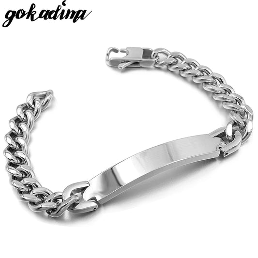 Gokadima Stainless Steel ID Bracelet For Men Jewelry Party Father Gift 2025