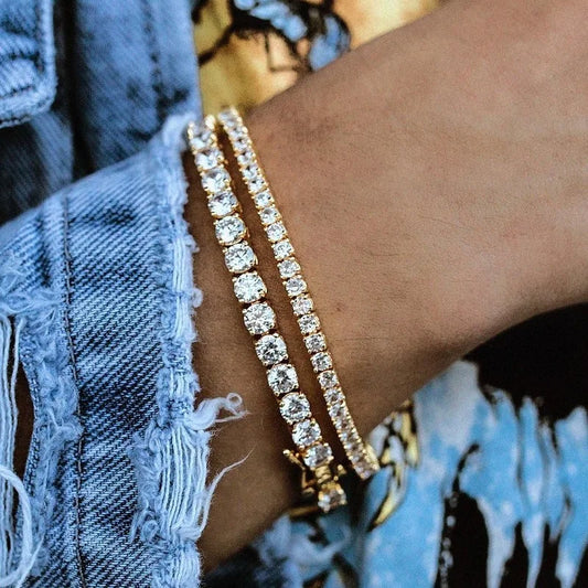 4mm Cubic Zirconia Tennis Bracelet Women Wedding Jewelry Purple Zircon CZ Mens Bracelets Punk Hiphop Silver Color Pulseras Mujer