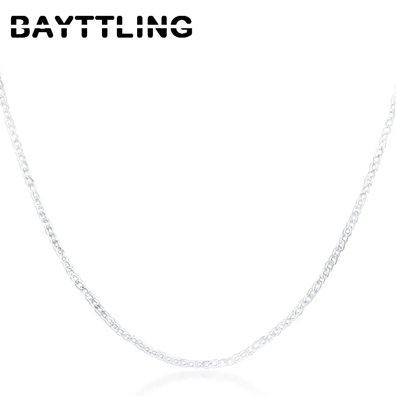 BAYTTLING 2MM 925 Sterling Silver 16/18/20/22/24/26/28/30 Inch Full Sideways Necklace For Woman Man Fashion Glamour Gift Jewelry