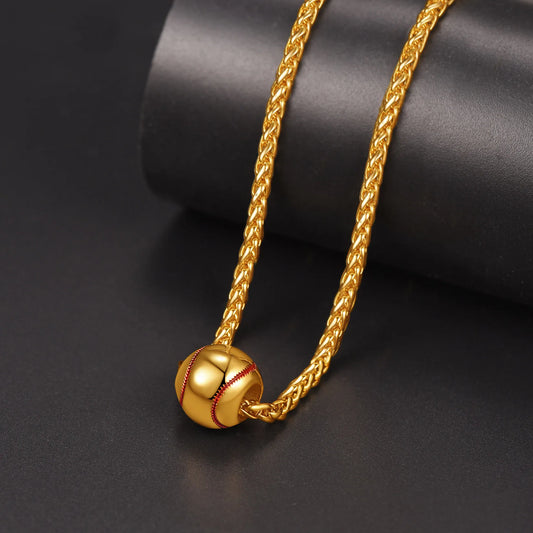 ChainsPro Stainless Steel 3D Baseball Ball Necklace for Man 22 Inches Link Chain Sport Daily Jewelry Gift for Sport Lover