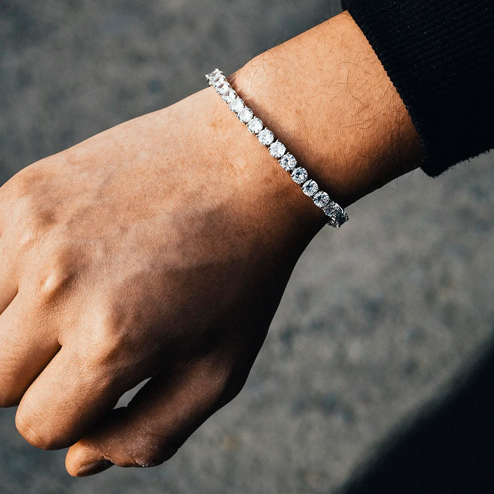 4mm Cubic Zirconia Tennis Bracelet Women Wedding Jewelry Purple Zircon CZ Mens Bracelets Punk Hiphop Silver Color Pulseras Mujer