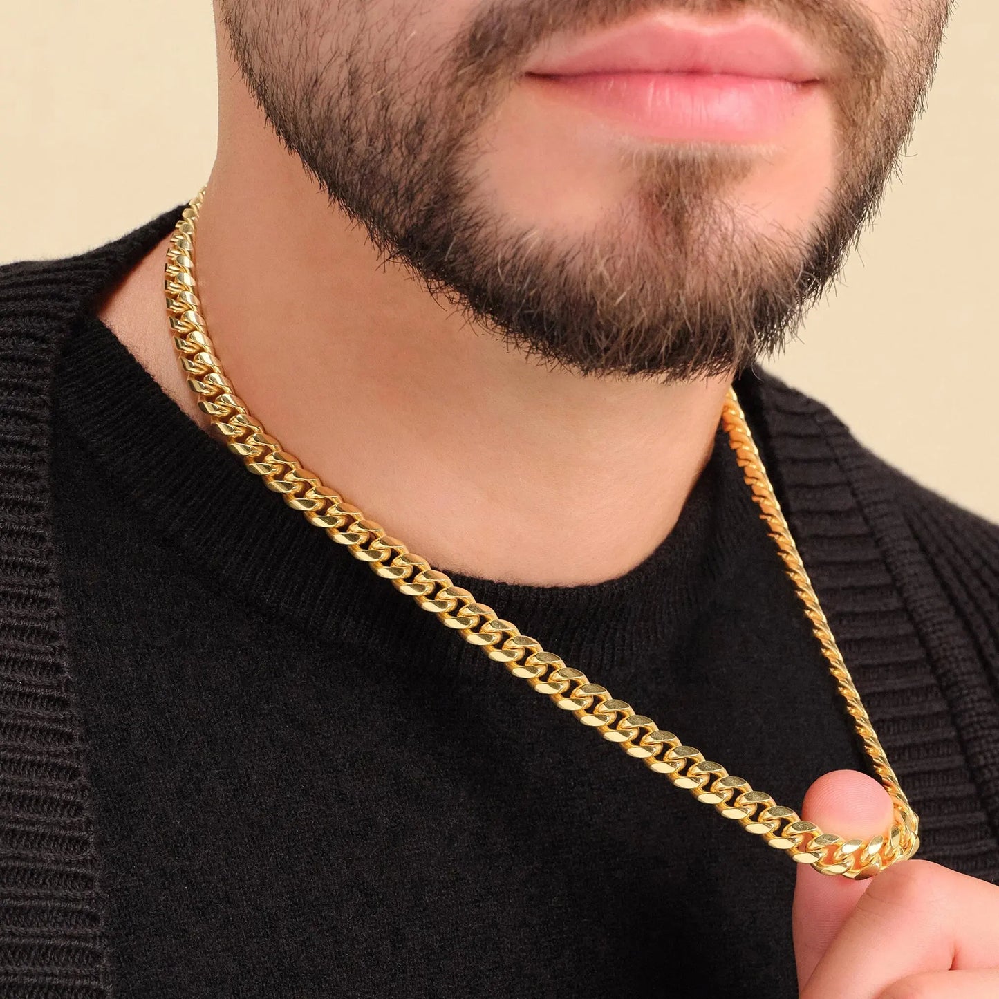 Stainless Steel Mens Cuban Link Chain Miami Necklace 8/10/12/14mm Width No Fade & Durable Hip Hop Jewelry 7''-26'' Length