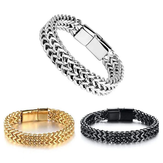 Hip-hop stainless steel men's bracelet simple domineering punk bracelet Gold Plated Wrist Chain Waterproof Anti Tarnish for him