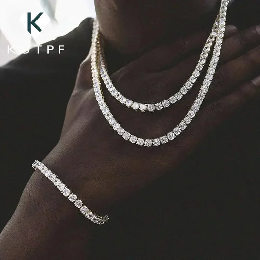 Gra Certified Full Moissanite Tennis Necklaces Bracelets For Women Men 100% S925 Silver 3/4/5/6.5mm Lab Diamond Riviera Necklace