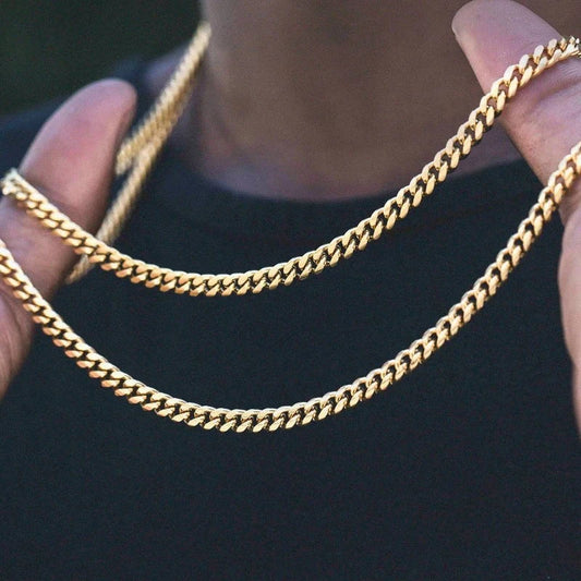 Classic Cuban Chain Necklaces for Men Women,Stainless Steel Miami Curb Choker ,Vintage Silver Black Gold Color Chain Collar