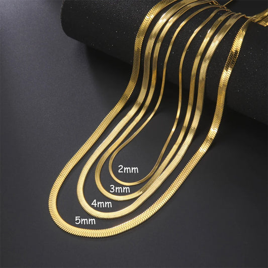 Skyrim Stainless Steel Snake Chain Necklace for Women Men Gold Color Herringbone Choker Neck Chains 2025 Trend Jewelry Gift Hot
