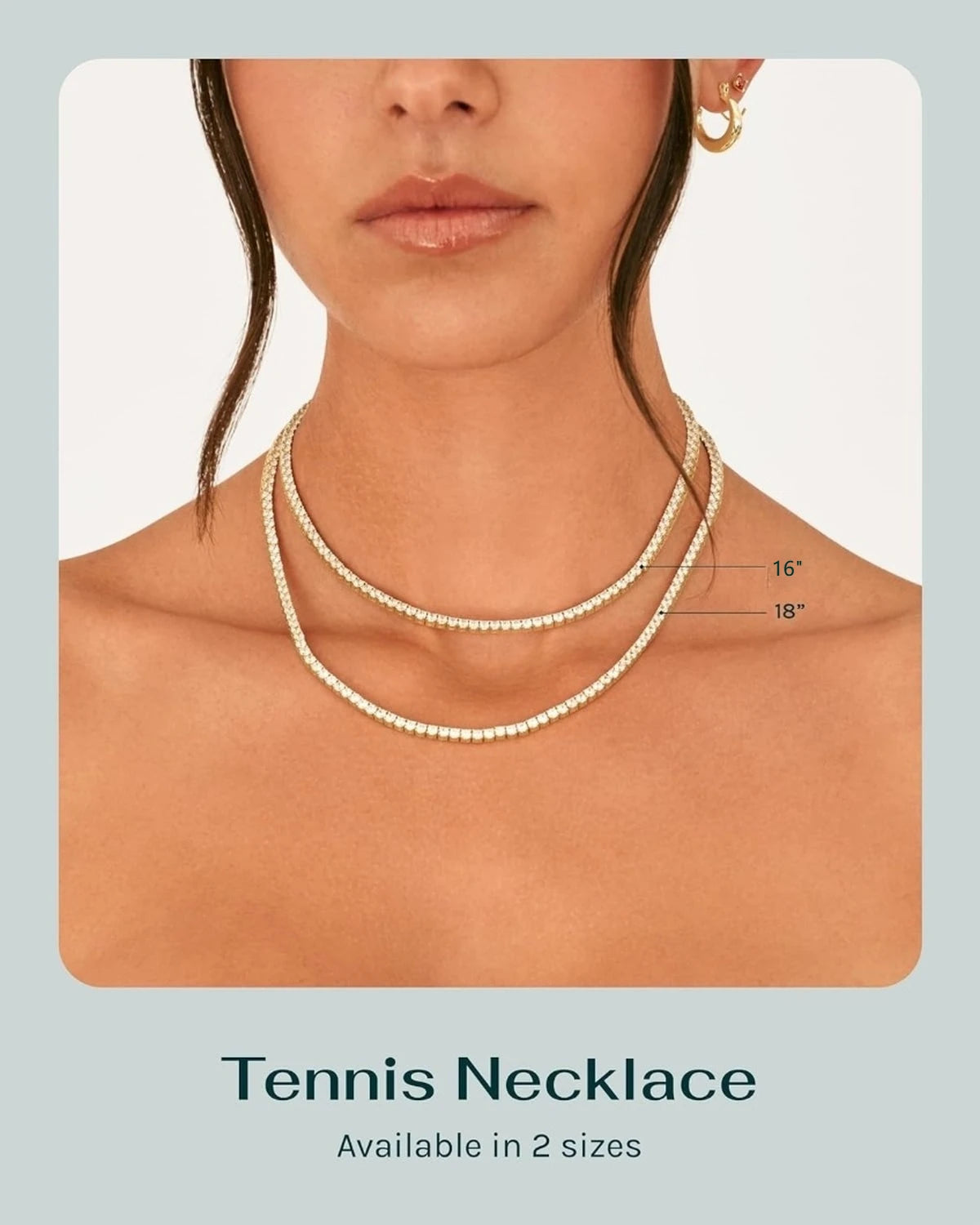 14K Yellow Gold Plated 4mm Simulated Diamond Tennis Necklace for Women | Chunky Long Necklace | Size 16‘’ 18‘’