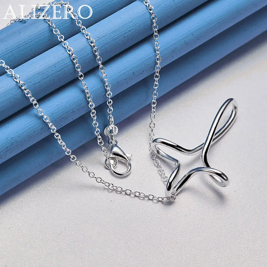 ALIZERO 925 Sterling Silver Necklace 16-30 inch Chain Twisted Cross Pendant Necklaces For Women Men Fashion Party Jewelry Gifts