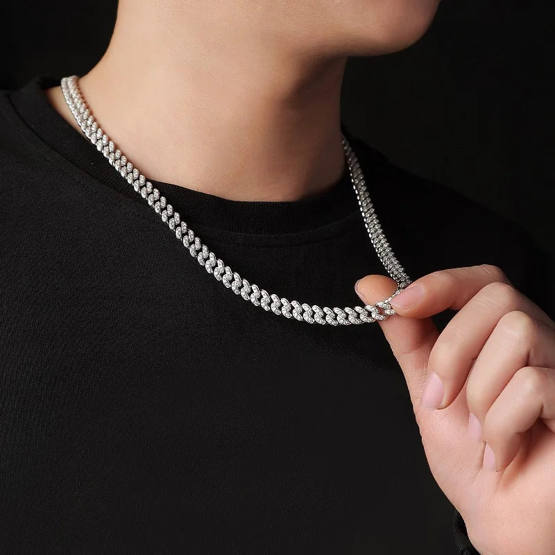 Halaile D Color Full Moissanite S925 Sterling Silver Cuban Necklace with GRA Hiphop Fine Jewelry Cuban Neckchain Women Men Gift