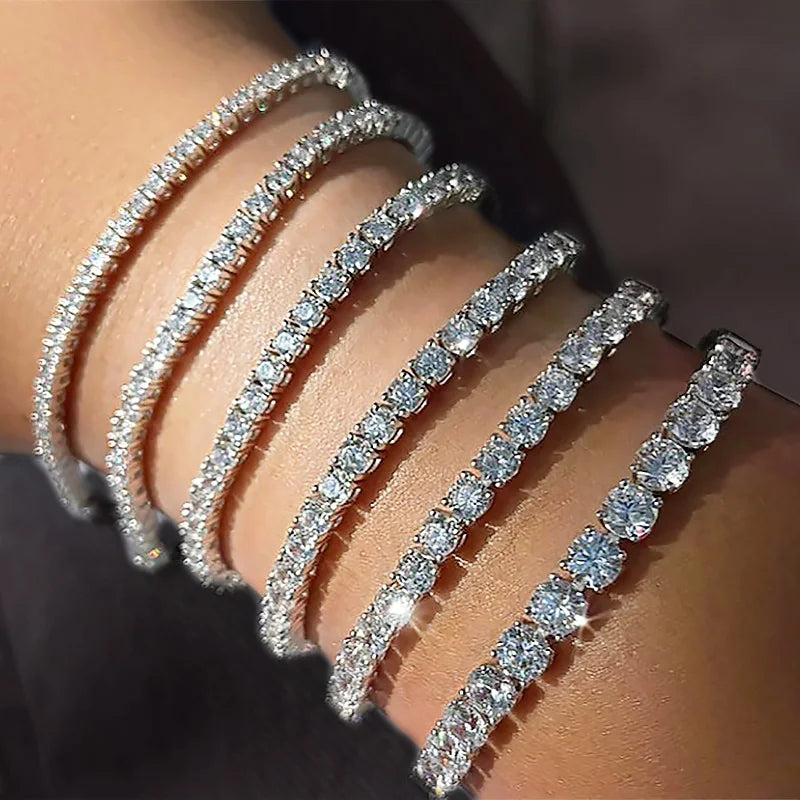 Hip Hop Iced Out 3/4/5mm Crystal Tennis Bracelet for Men Homme Punk Zirconia Women's Chain on Hand Streetwear Trendy Jewelry