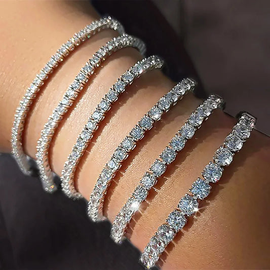 Hip Hop Iced Out 3/4/5mm Crystal Tennis Bracelet for Men Homme Punk Zirconia Women's Chain on Hand Streetwear Trendy Jewelry