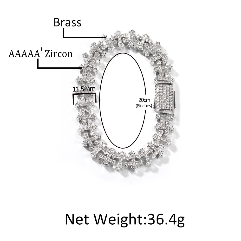 TBTK Charm Cross Chain Bracelet For Women Men Iced Out Cubic Zirconia Cross Cuff Bracelet Anklet Hiphop Jewelry