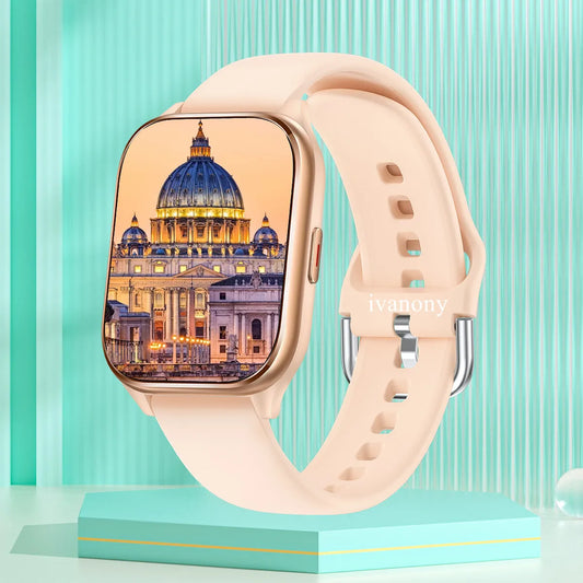 Smart Watch Hebrew 2025 Receive Call AI Voice Assistant Message Notifiation Custom Dials  Fitness Tracker Smartwatch Gold Woman