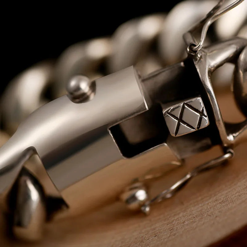 HX Domineering Thick Cuban Bracelet Men's Trendy Punk Personality European and American Hip Hop Wide Version Viking Bracelet Man
