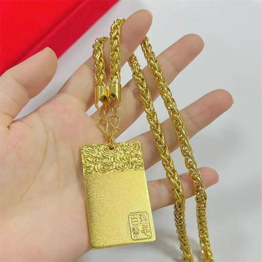 Luxury and fashionable 24K real gold inheritance Wuwu brand with horse whip necklace au9999 gold personalized trendy necklace