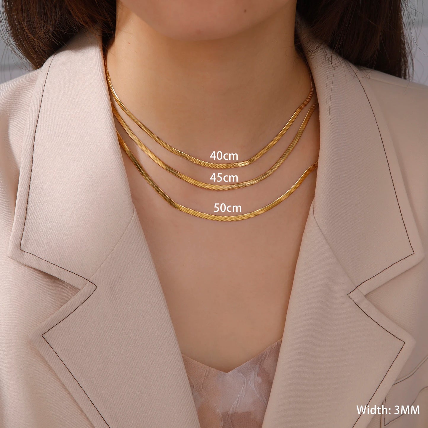Skyrim Stainless Steel Snake Chain Necklace for Women Men Gold Color Herringbone Choker Neck Chains 2025 Trend Jewelry Gift Hot