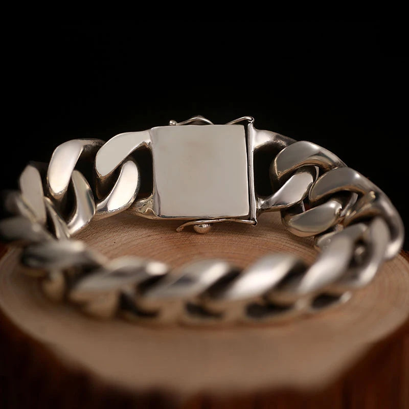 HX Domineering Thick Cuban Bracelet Men's Trendy Punk Personality European and American Hip Hop Wide Version Viking Bracelet Man