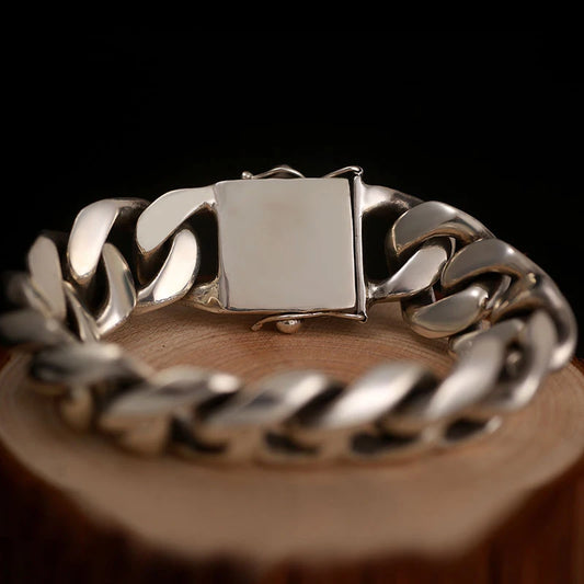 HX Domineering Thick Cuban Bracelet Men's Trendy Punk Personality European and American Hip Hop Wide Version Viking Bracelet Man