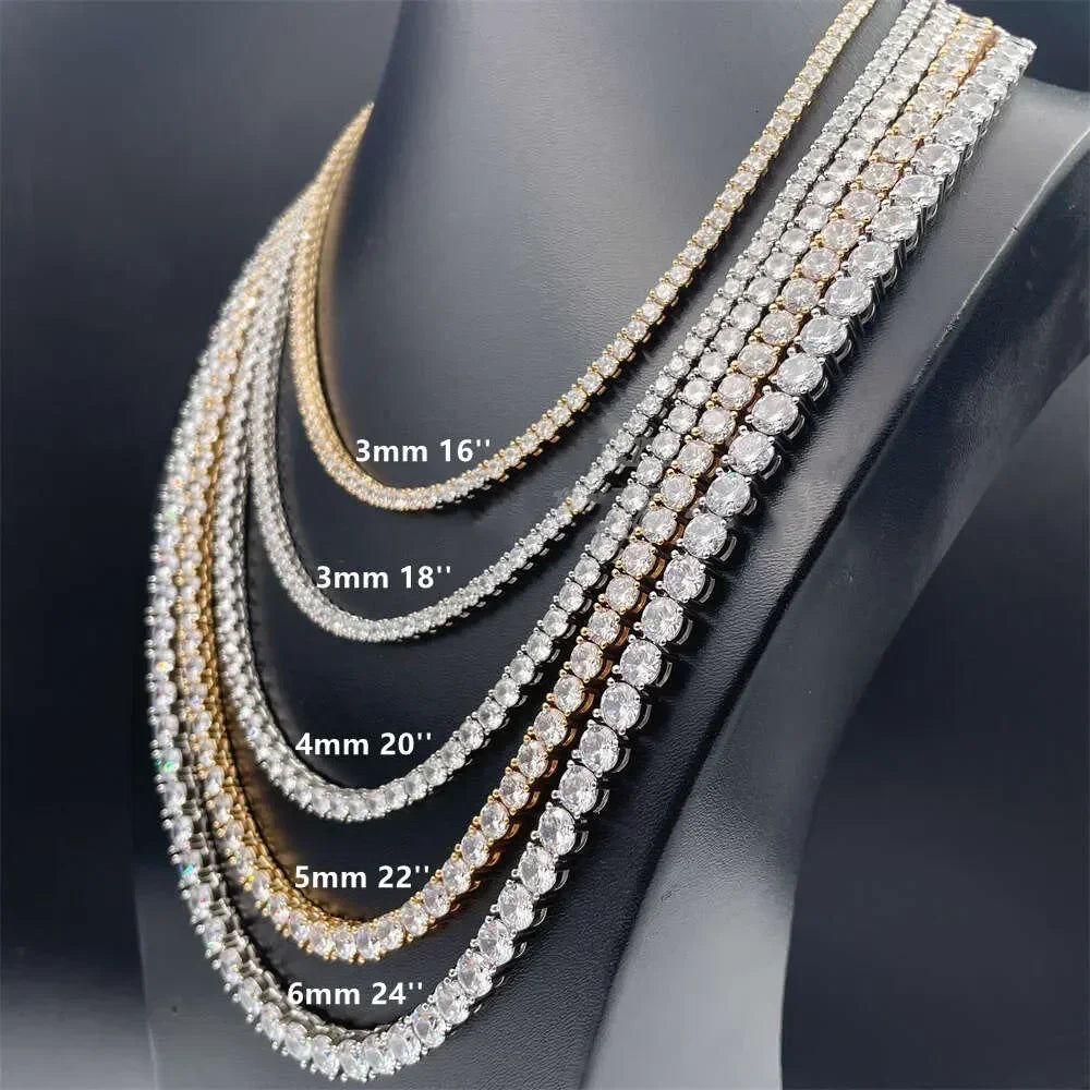 Gra Certified Full Moissanite Tennis Necklaces Bracelets For Women Men 100% S925 Silver 3/4/5/6.5mm Lab Diamond Riviera Necklace