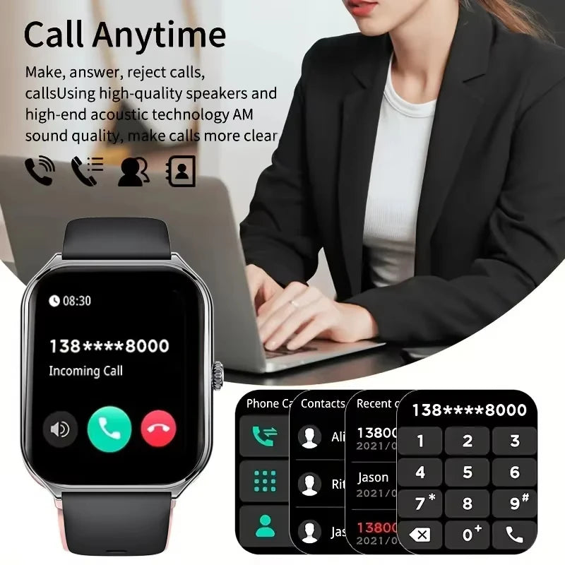 New Ultra Thin AMOLED Smart Watch For XIaomi Men 386*448HD Screen Fashion Women Sports Bracelet BT Calling Waterproof Smartwatch