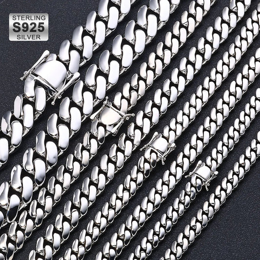 ICEBLING Custom 925 Sterling Silver Smooth Cuban Chain 10/12/15mm Width 18k Gold Plated Necklace Hip Hop Fine Jewelry