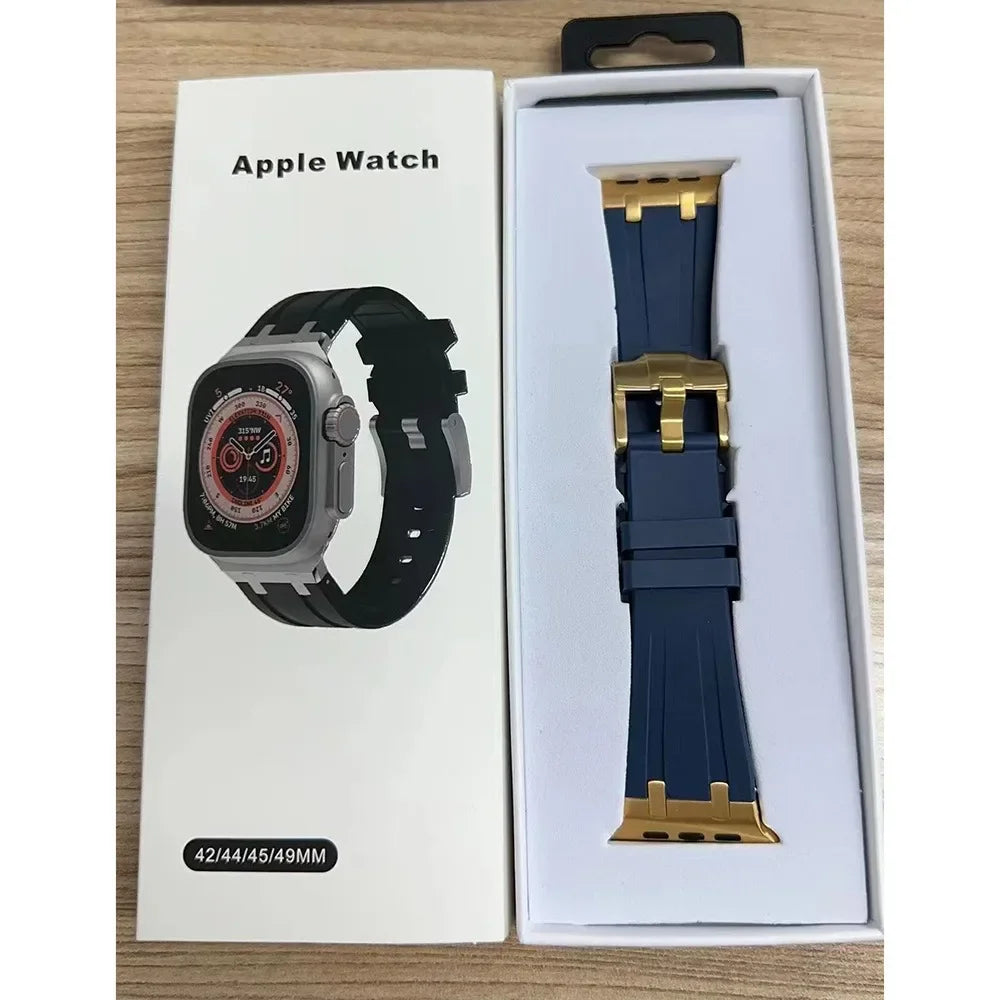 Liquid Silicone Strap for Apple Watch Band 44mm 46mm 45mm Series Ultra 2 49mm Sport Bracelet iWatch Series 10 9 8 7 6 5 SE Belt
