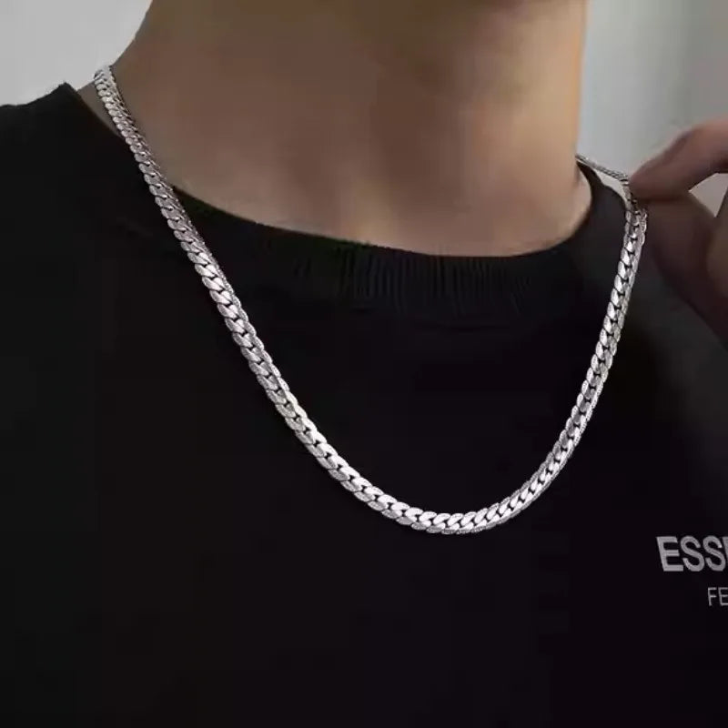 Suitable for Men Cuban Chain Necklace 7mm Stainless Steel Cuban Chain Necklace,50/55/60cm Cuban Chain Hip hop Rap Necklace